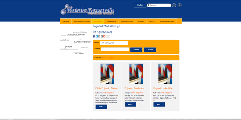 Homepage + Online Katalog - Rosinsky Kunststoffe GmbH